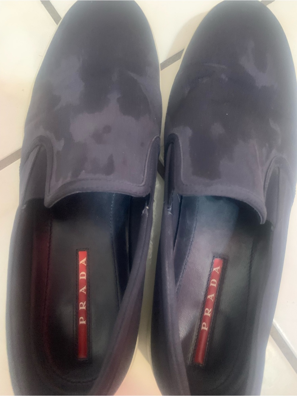 Prada Men's Navy Slip-On Loafers